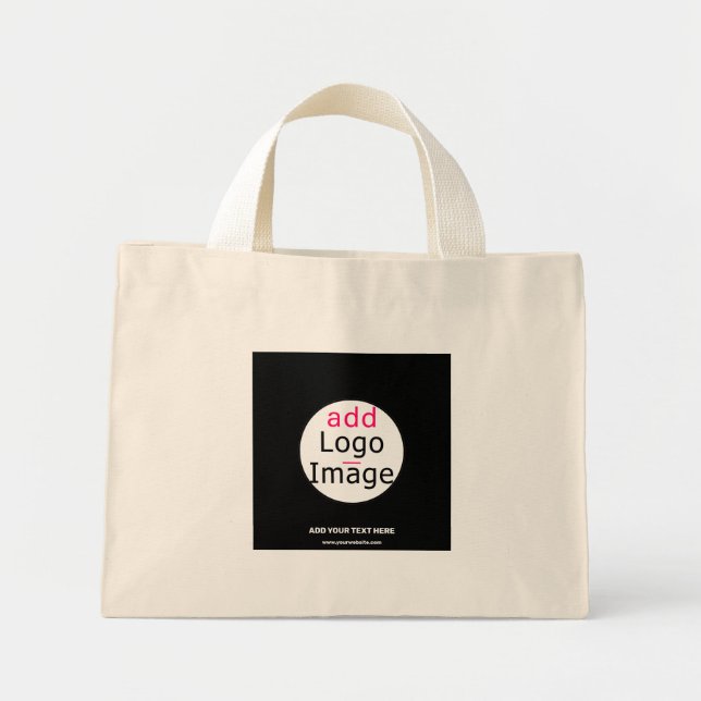 Mini Tote Bag Marque professionnelle personnalisable Noir (Devant)