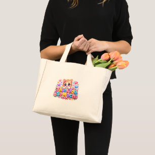 Mini Tote Bag Mignon Kawaii Merci Beaucoup Chat Nom Pastel Rose
