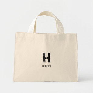 MINI TOTE BAG MINIMALISTE NOIR MONOGRAMME À UNE LETTRE NOM NATUR