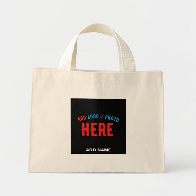 MINI TOTE BAG MODERNE ET MODERNE PERSONNALISABLE NOIR VÉRIFIÉ (Devant)