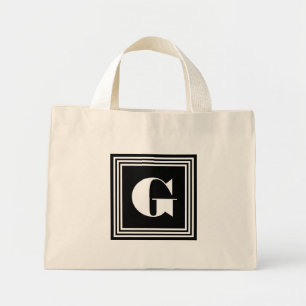 Mini Tote Bag Monogramme 3 trames en gras Noir et blanc