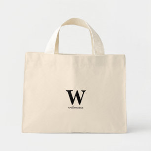 Mini Tote Bag Monogramme de script personnalisé Initiale & Nom