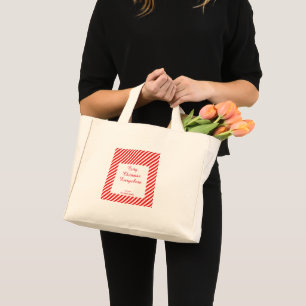 Mini Tote Bag Noël blanc et rouge rayé