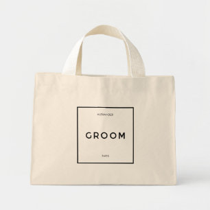 Mini Tote Bag Nom minimaliste français noir et blanc chic