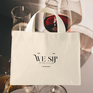 Mini Tote Bag Nous Sirotons Le Vin Du Club Vin Crest Custom Cres