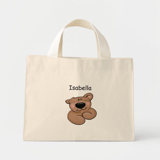 Mini Tote Bag Ours en peluche mignon personnalisé (Devant)