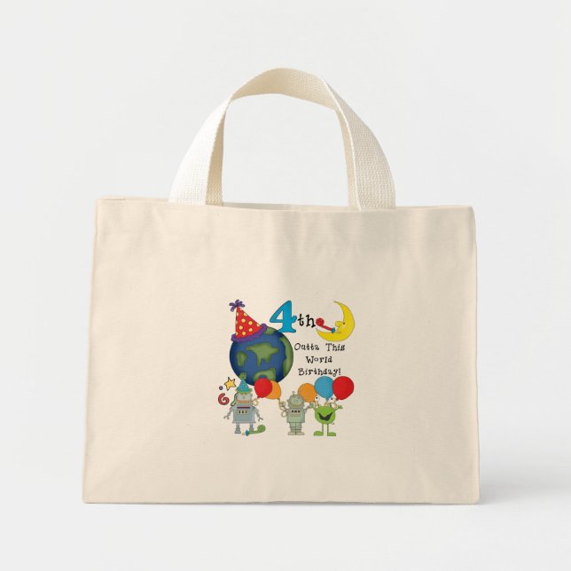 Mini Tote Bag Outta This World 4th Birthday Tshirts et cadeaux (Devant)