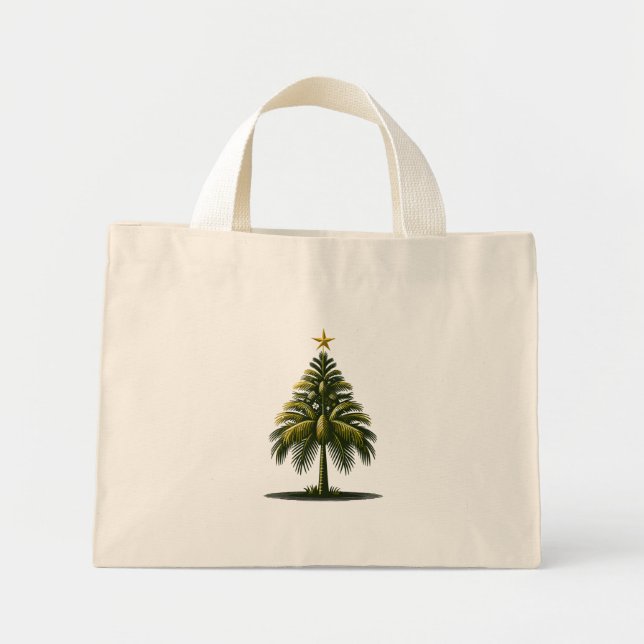 Mini Tote Bag Palmier de Noël, Beach Aloha Noël (Devant)