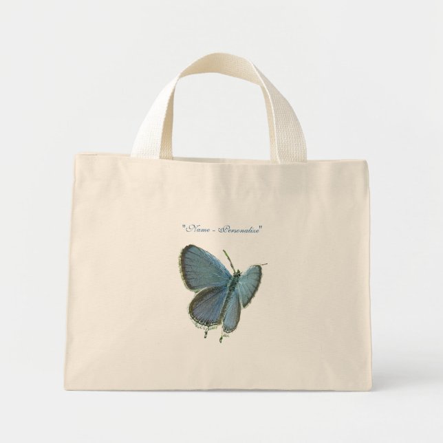 Mini Tote Bag Papillon bleu à queue orientale (Devant)