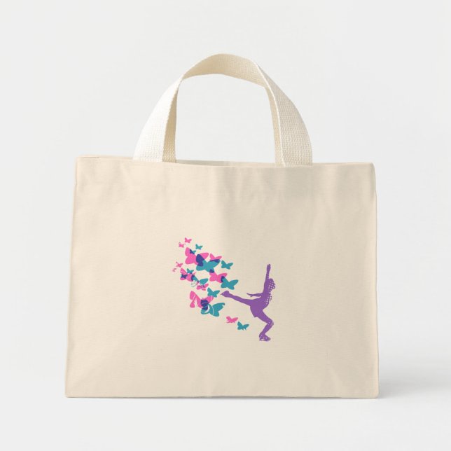 Mini Tote Bag Patinage sur glace de papillon (Devant)