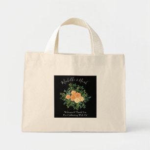 Mini Tote Bag Pêcher Black Peony et Rose Floral Mariage