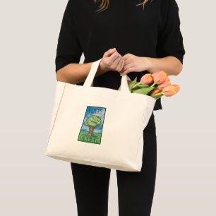 Mini Tote Bag Pensez au cerveau vert