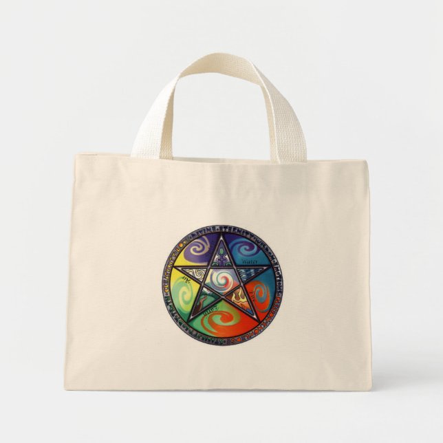 Mini Tote Bag Pentacle Wiccan (Devant)
