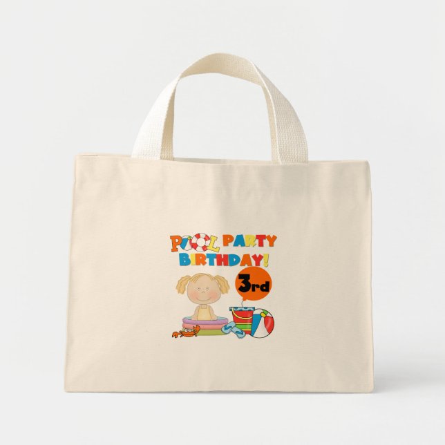 Mini Tote Bag Pool Party 3e anniversaire T-shirts et cadeaux (Devant)