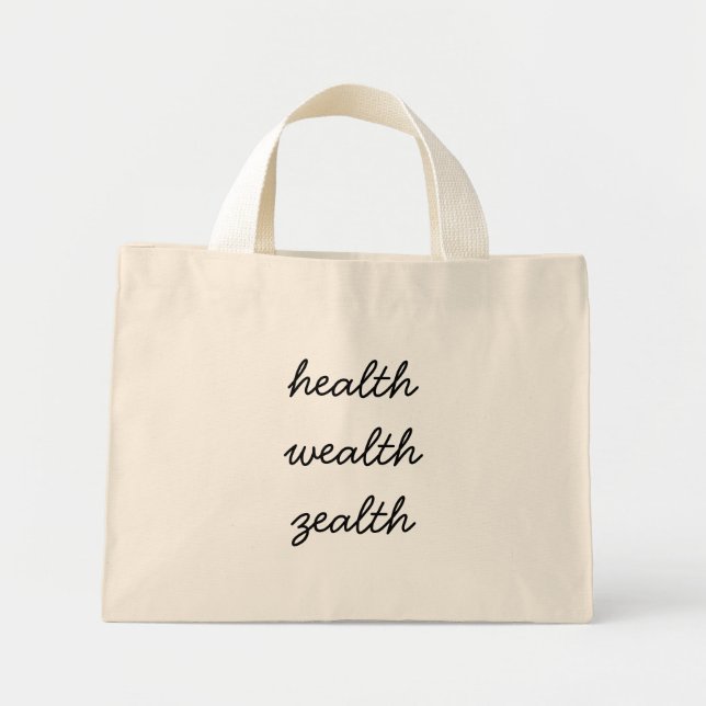 Mini Tote Bag richesse en santé zèle (Devant)