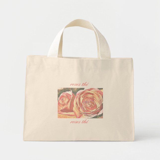 Mini Tote Bag Roses thé du jardin (Devant)