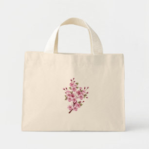 Mini Tote Bag Sakura rose sur la peinture Arrière - plan