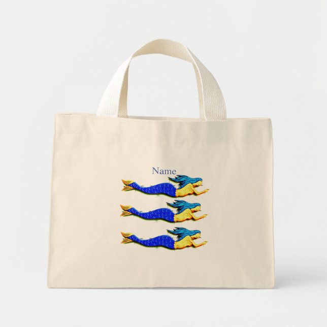 Mini Tote Bag Sirènes à queue bleue (Devant)