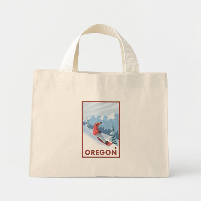 Mini Tote Bag Snowboarder Scene - Oregon (Devant)