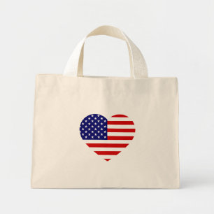Mini Tote Bag Tcnt du drapeau du coeur des États-Unis