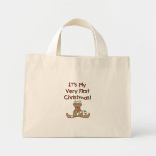 Mini Tote Bag Teddy Bear Very 1st Christmas Tshirts and Gifts