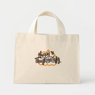 Mini Tote Bag Texte mignon sur le citrouille pour Thanksgiving