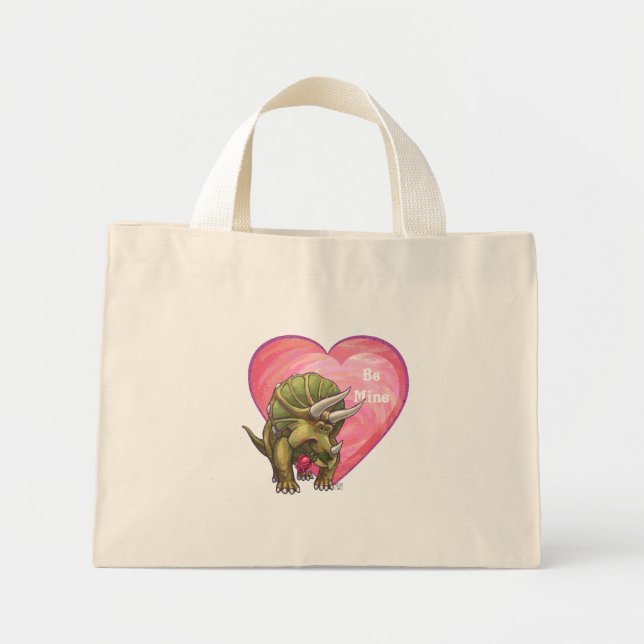 Mini Tote Bag Triceratops la Saint-Valentin (Devant)