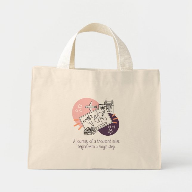 Mini Tote Bag Un viaje comienza con un paso (Devant)