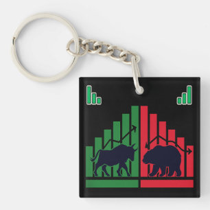 Mini Trader Keychain – Bull or Candlestick Design 