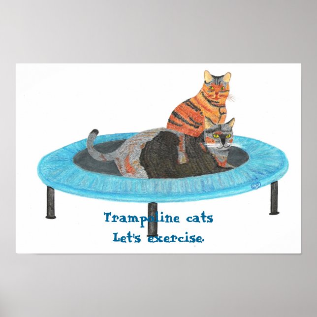 Mini Trampoline Cats, Let's exercise Posters (Front)