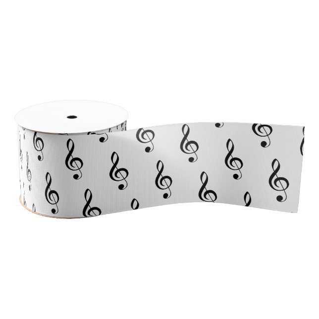Mini Treble Clef Musical 3" Satin Ribbon Grosgrain Ribbon (Spool)