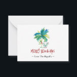 Mini Tropical Beach Christmas Cards<br><div class="desc">These mini tropical beach Christmas cards feature an island-inspired exotic palm tree and cute holiday Santa wearing a Bahama shirt and sandals in shades of red and green. The words "Merry Beach-mas" are set in hand lettered type. Use the template fields to add your personalized greeting. A funny and charming...</div>