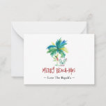 Mini Tropical Beach Christmas Cards<br><div class="desc">These mini tropical beach Christmas cards feature an island-inspired exotic palm tree and cute holiday Santa wearing a Bahama shirt and sandals in shades of red and green. The words "Merry Beach-mas" are set in hand lettered type. Use the template fields to add your personalized greeting. A funny and charming...</div>