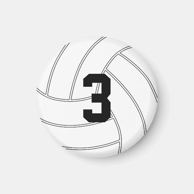 Mini Volleyball Custom Number/Letter Round Magnet (Front)