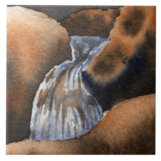 Mini waterfall on mountain brook trout stream tile (Front)