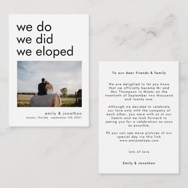 MINI | We Do We Did We Eloped Photo Announcement (Front/Back)