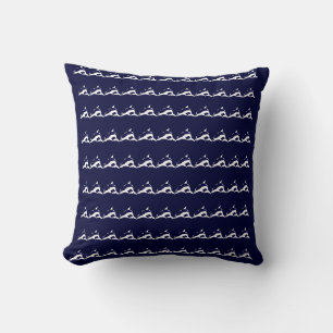 mini white DOLPHIN on navy blue pillow