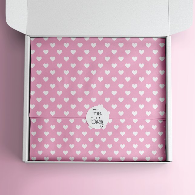 Mini White Hearts on Pink Pattern Tissue Paper (Creator Uploaded)