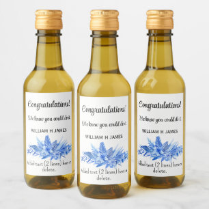 Mini Wine Bottle Congratulations Cobalt Blue (10) Label