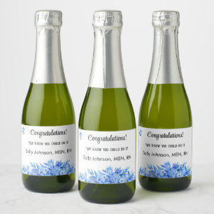 Mini Wine Bottle Congratulations Cobalt Blue (10) Sparkling Wine Label