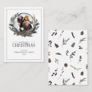 Mini Winter Family Photo Wreath Merry Christmas Card