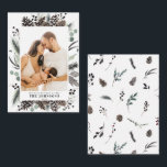 Mini Winter Pine Berry Christmas Family Photo Card<br><div class="desc">Introducing our new Mini Modern Winter Family Photo Merry Christmas Note Card! This beautiful 3.5x2.5 card features your favourite vertical (portrait orientation) photo, perfectly arranged with a trendy, loose arrangement of botanical elements like pine cones and berries frame. It's easily personalized, and all text fields can be edited to suit...</div>