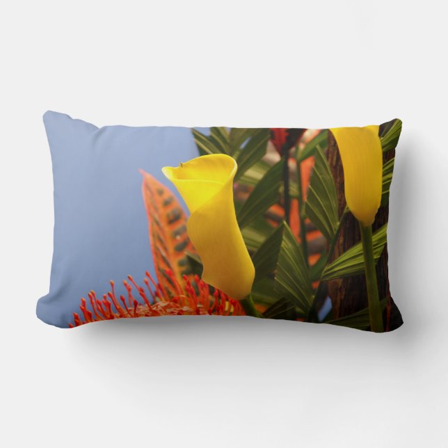 mini yellow calla lilies lumbar pillow (Front)