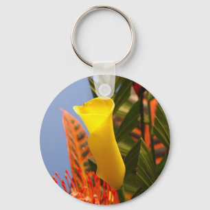 mini yellow calla lily keychain