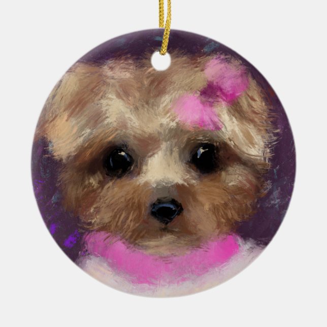 MINI YORKIE POO   CERAMIC ORNAMENT (Front)