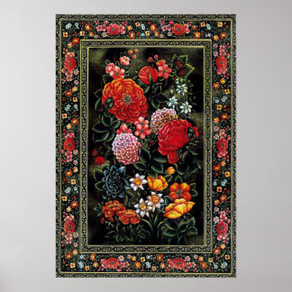 Miniatura persa de preciosas flores brillantes poster