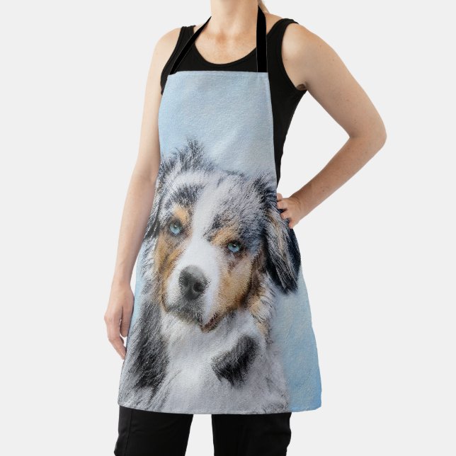 Miniature American Shepherd Painting - Dog Art Apron (Insitu)