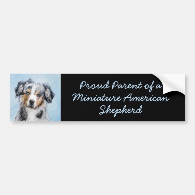 Miniature American Shepherd Painting - Dog Art Bumper Sticker (Front)