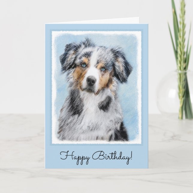 Miniature American Shepherd Painting - Dog Art Card (Front)