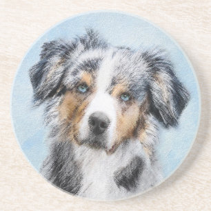 Miniature American Shepherd Painting - Dog Art Coaster